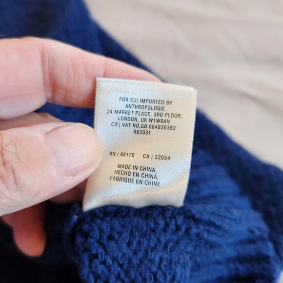 Anthropologie Evie Field Flower Navy Long Sleeve Pom Pom Embroidered Sweater - Picture 10 of 10